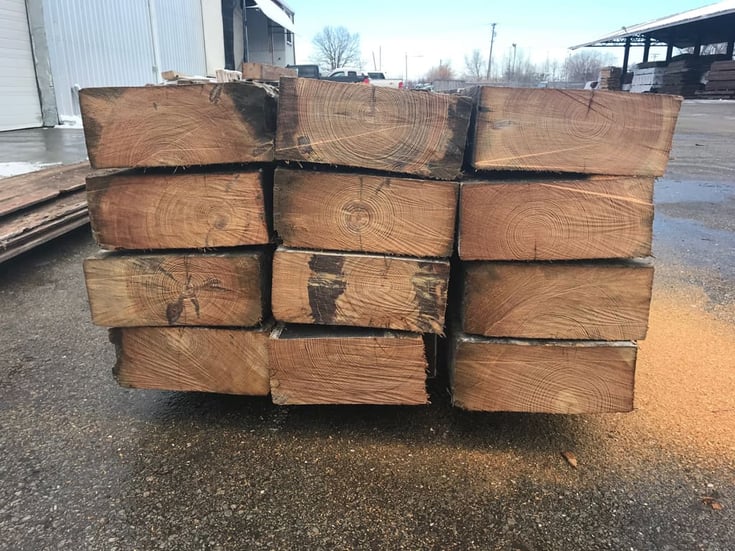 Heart Pine Timbers in Urban Evolutions Yard