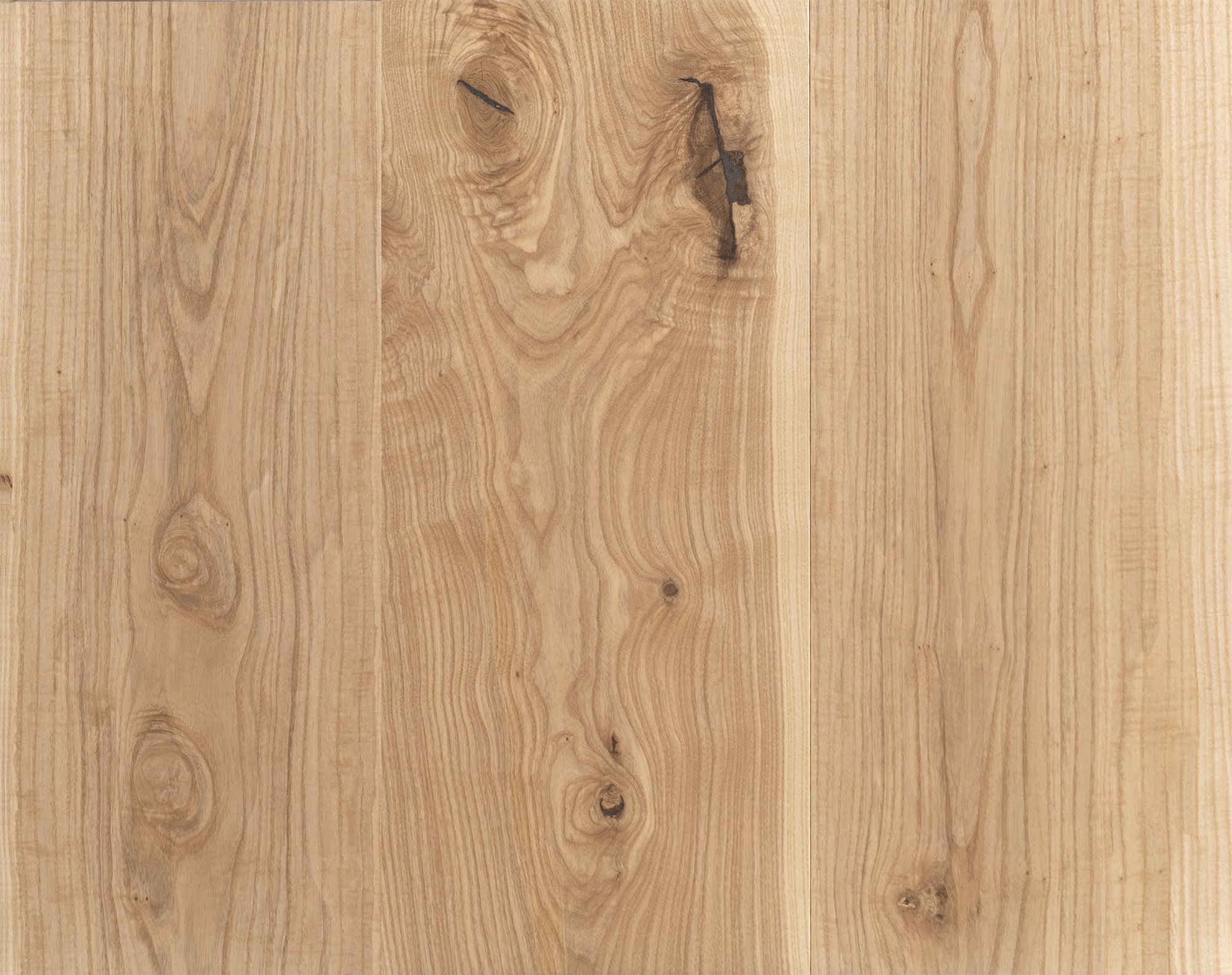 Live Sawn Engineered Wide Plank Ash Flooring 10.5" Width