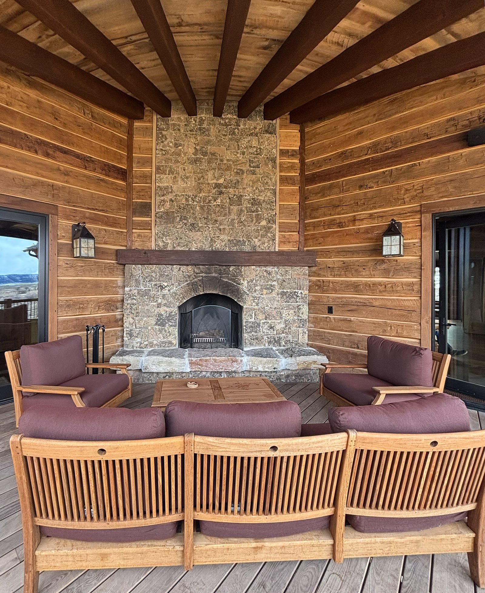 Steamboat home outside fireplace 