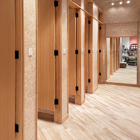 Character Grade Workshop Maple Flooring in high-end dressing room