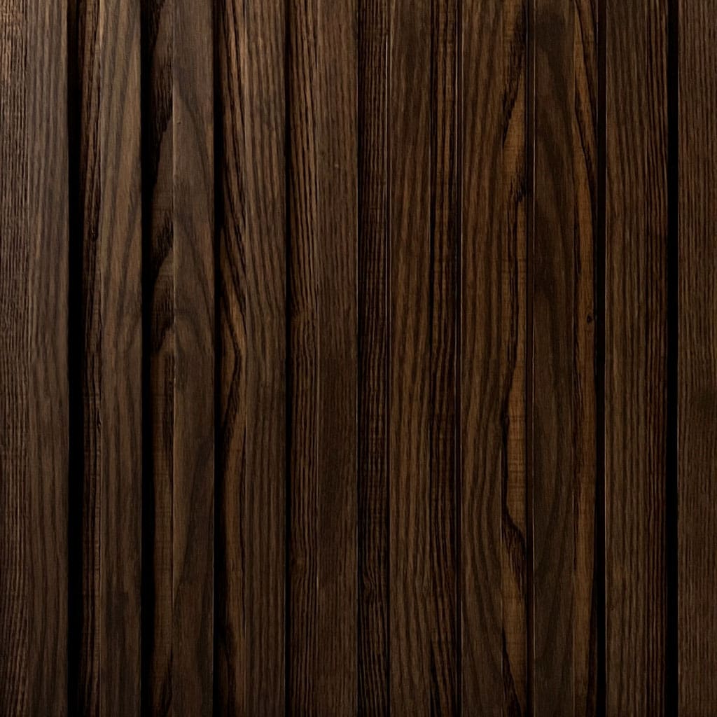 Ash Solid Classic Slat Wood Wall Planks in Smoke Finish