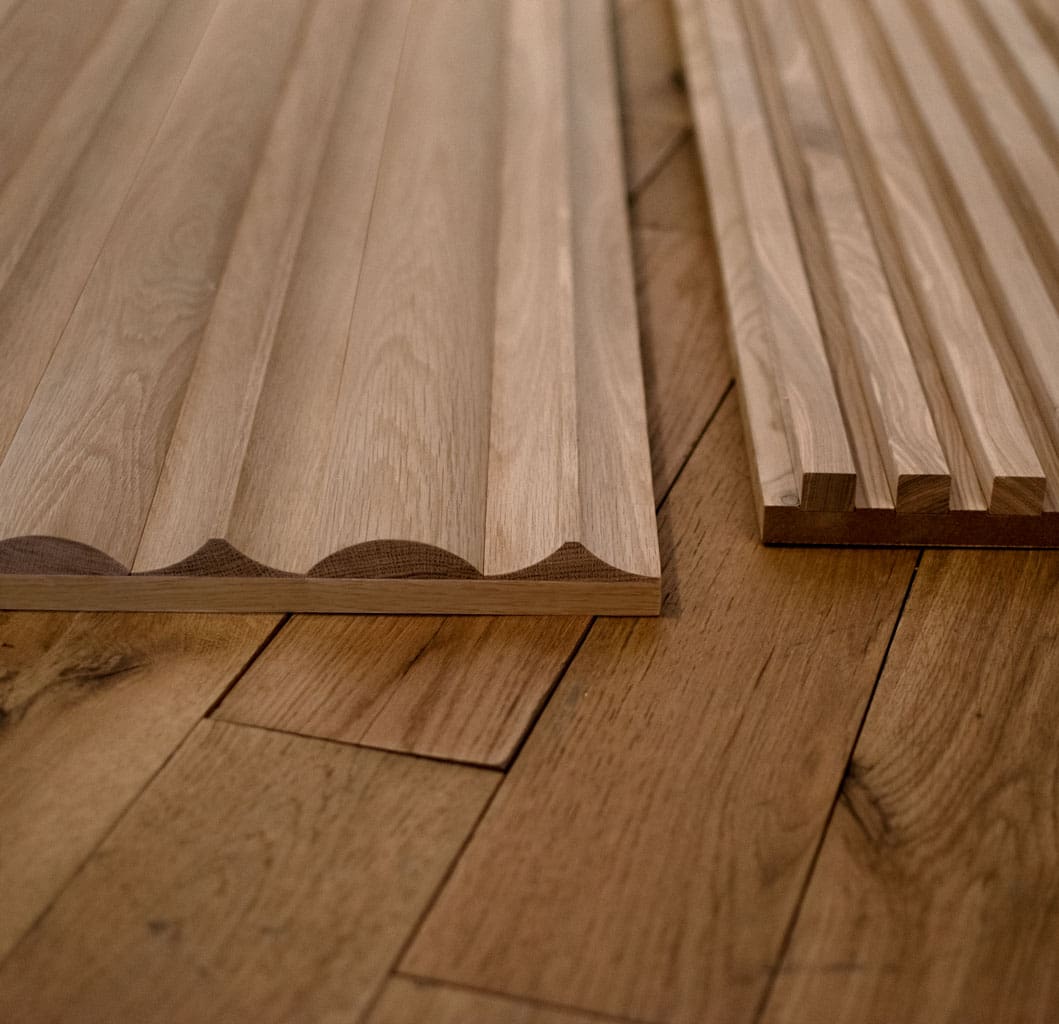 Broad Wave Slat Wood Wall Panels and Classic Slat White Oak Panels Profile Comparison