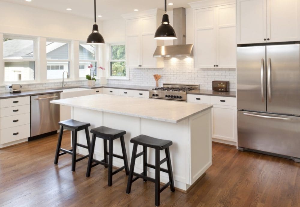 Character Grade Solid Red Oak Flooring in modern residential kitchen