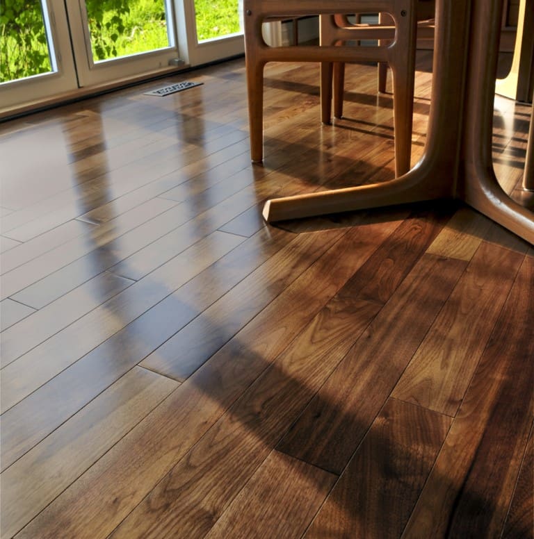 Character Grade Solid Walnut Flooring in Residential Dining Room