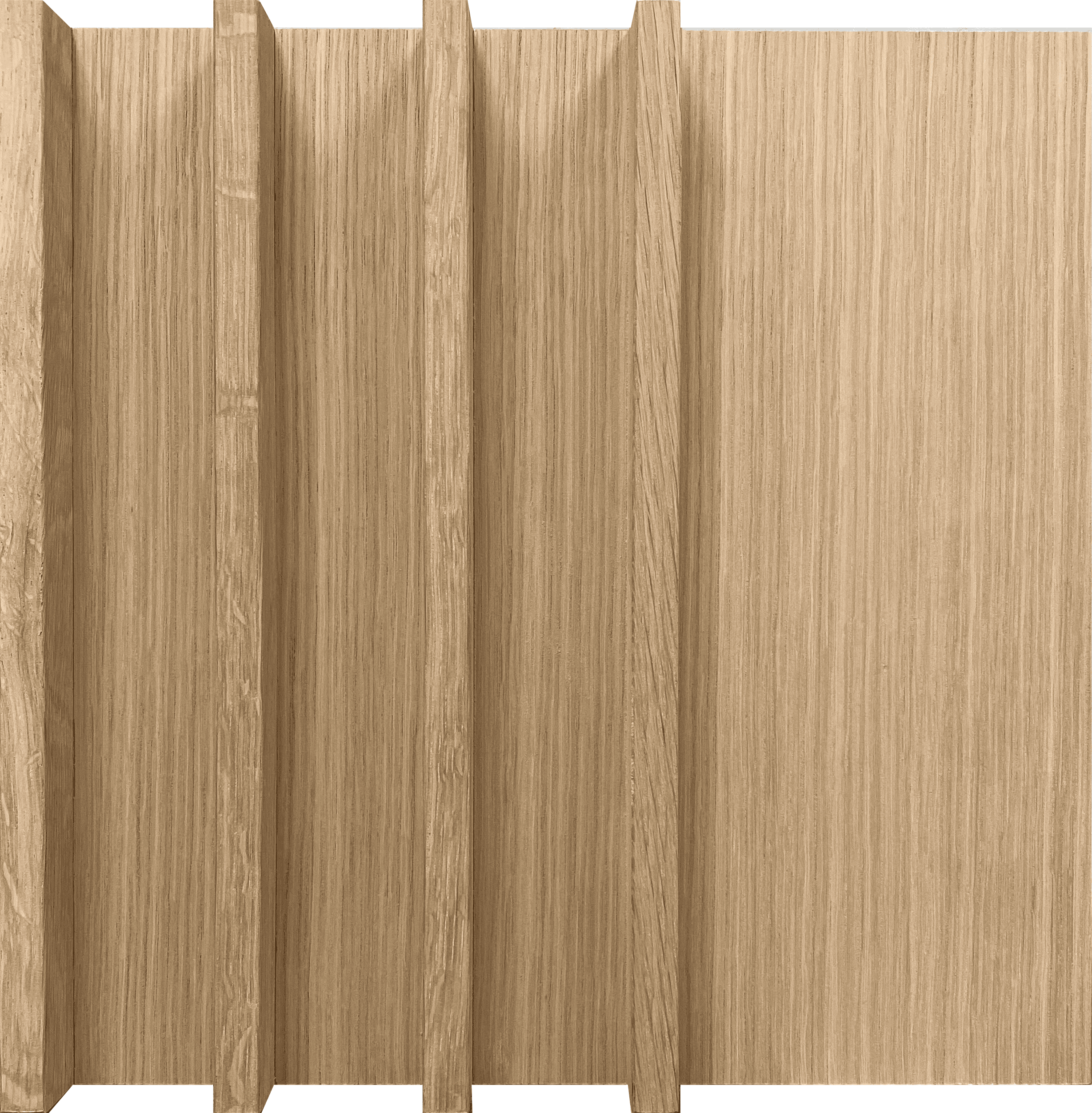 Fin Slat Wood Wall Paneling in White Oak Unfinished