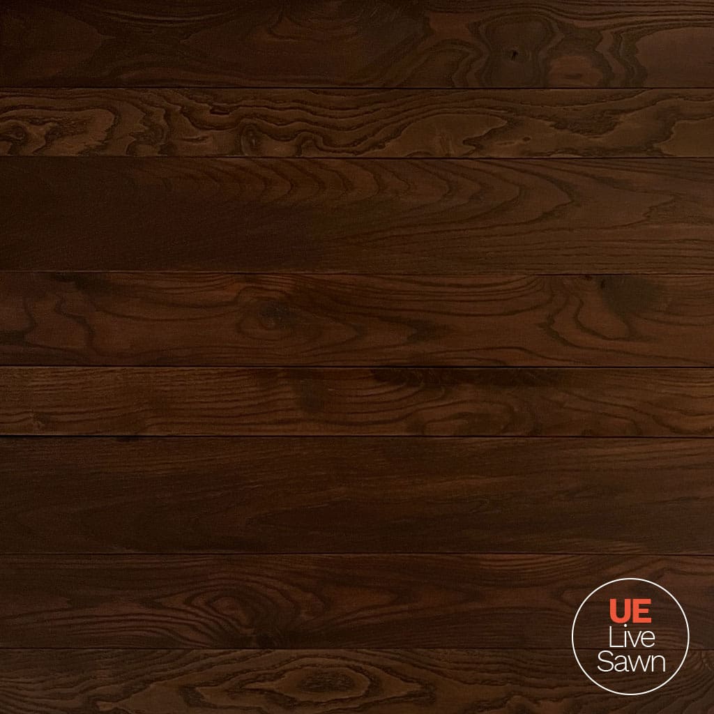 Live Sawn Ash Cladding in Deep Brown Finish