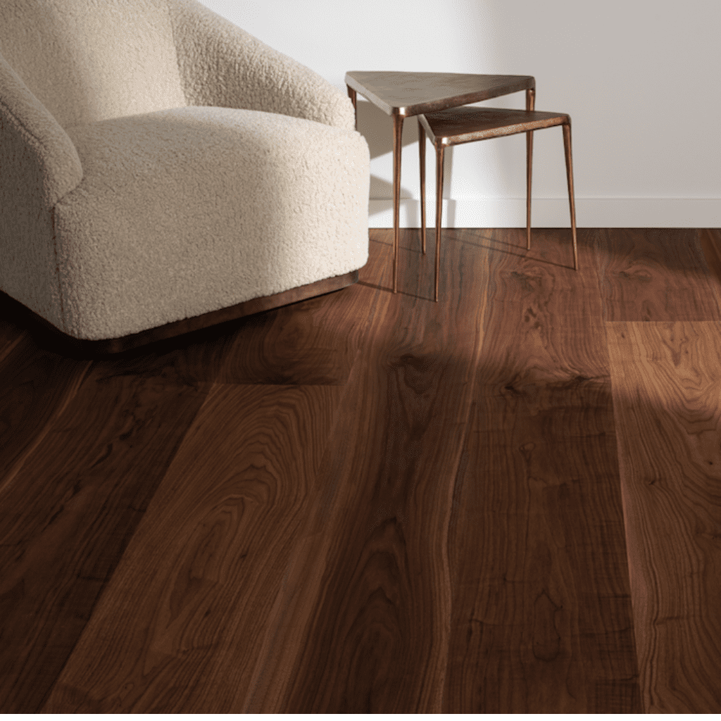 Live Sawn Engineered Wide Plank Walnut Flooring in a modern residence