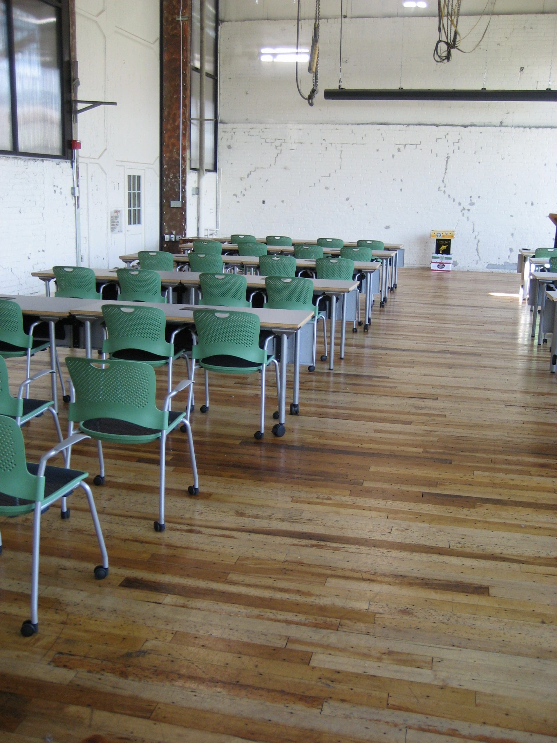 Reclaimed Factory Maple Flooring in a corporate office conference space