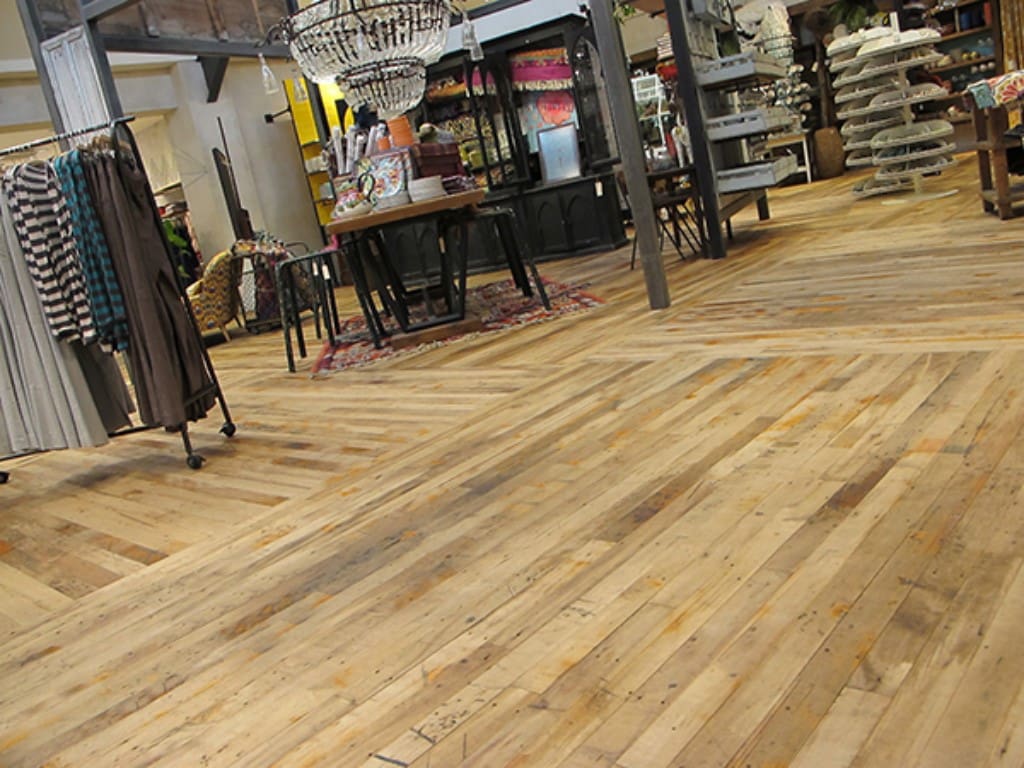 Reclaimed Factory Maple Flooring in Retail Clothing Store