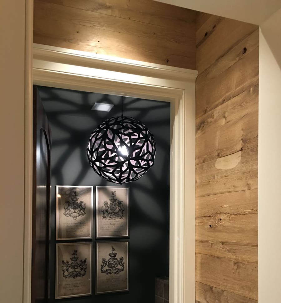 Reclaimed White Oak Cladding in a residential vestibule