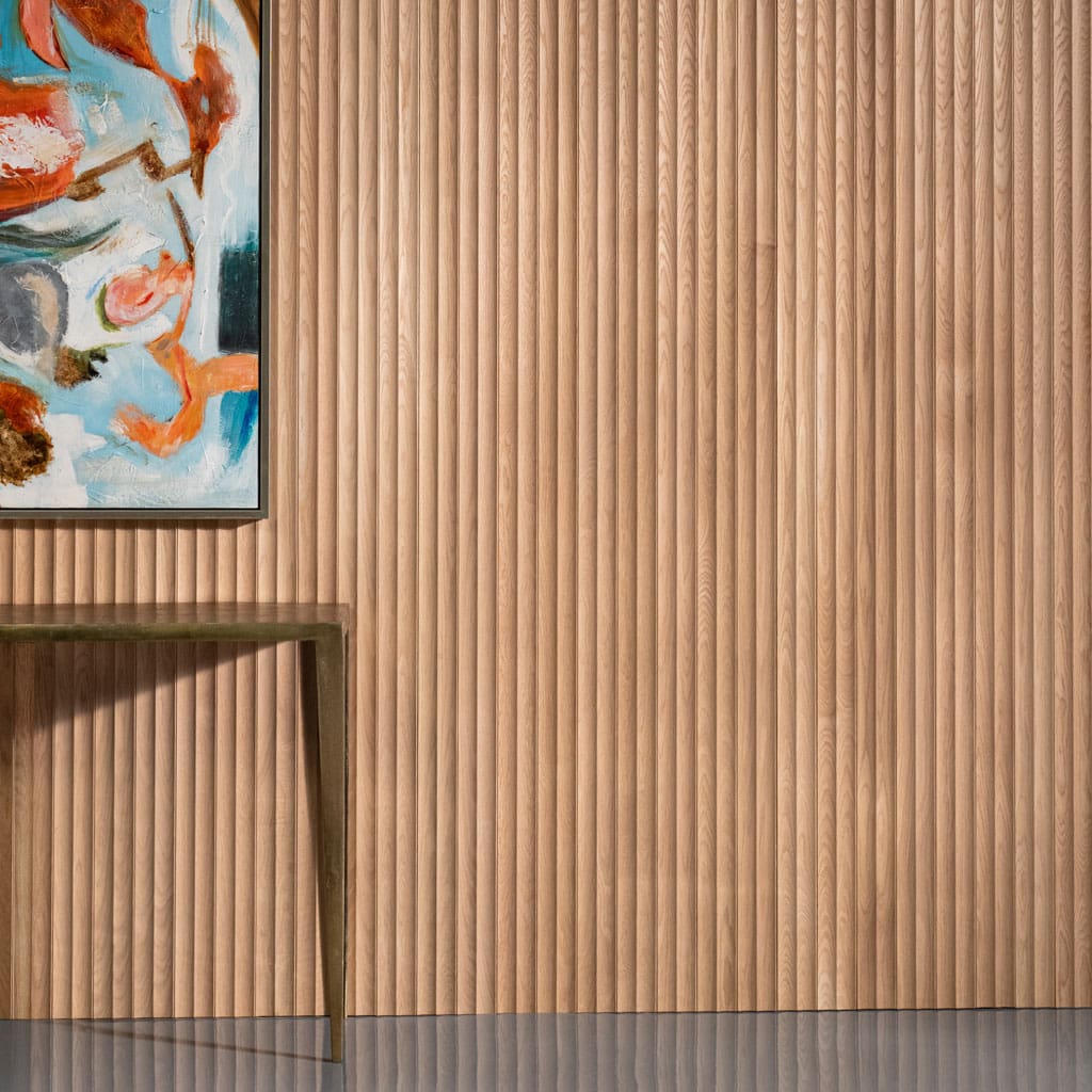 White Oak Solid Fluted Slat Wood Wall Planks Residential Feature Wall