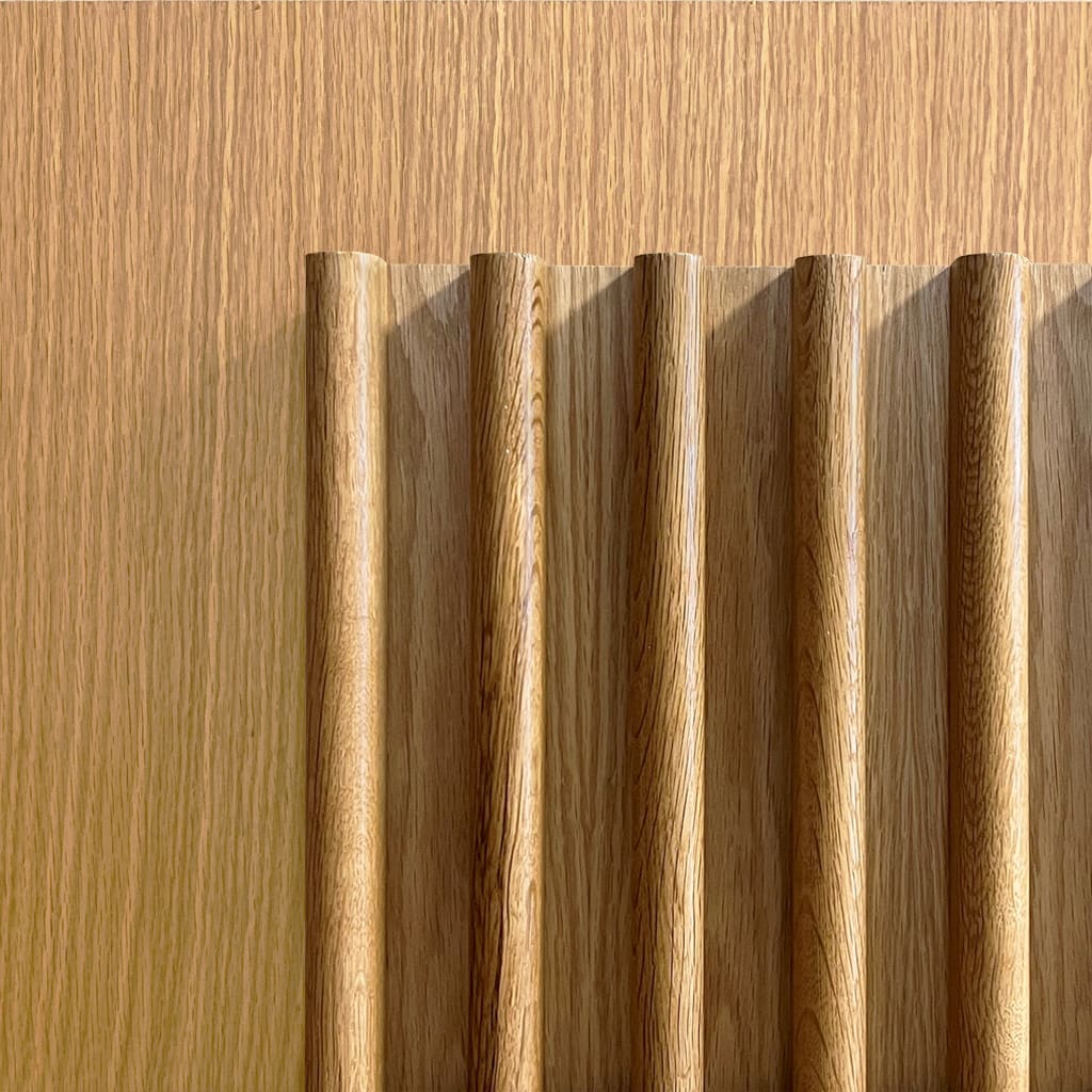 Torus Rounded Slat Wood Wall Panel in White Oak Matte Clear Finish