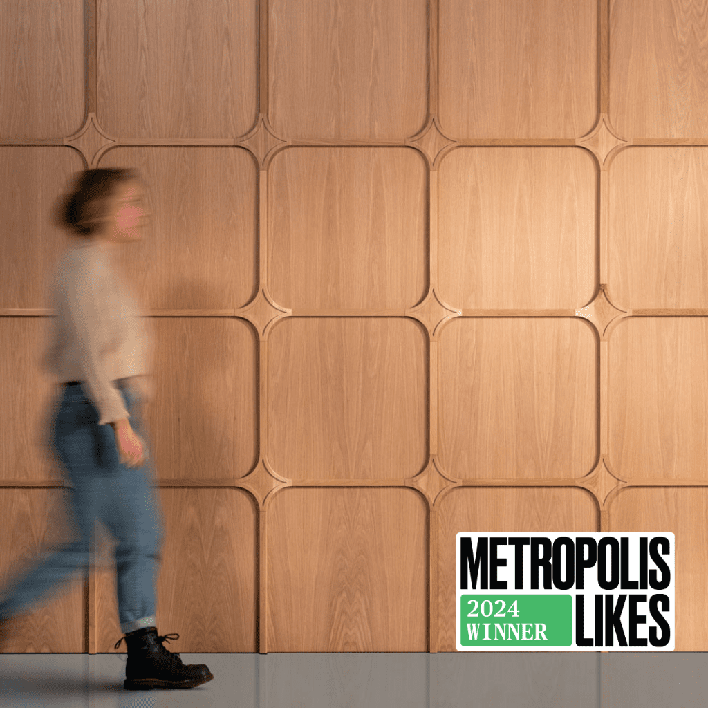 Urban Evolutions wins Metropolis Likes award for Dimant Medallion wood wall paneling.