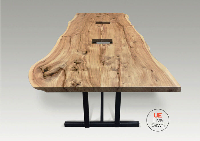 Elm Conference Table with Live Edge and Data Management