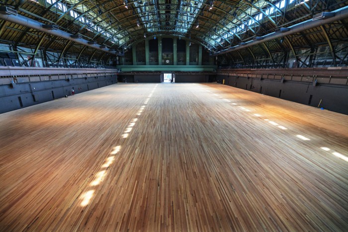 Reclaimed Heart Pine Flooring installed at Park Avenue Armory in NYC