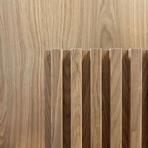 Classic Slat Wood Wall Panel in White Oak with Matte Clear Finish