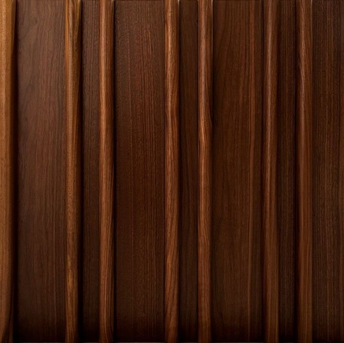 Torus Slat Wood Wall Panel in Walnut with Custom Gap Spacing