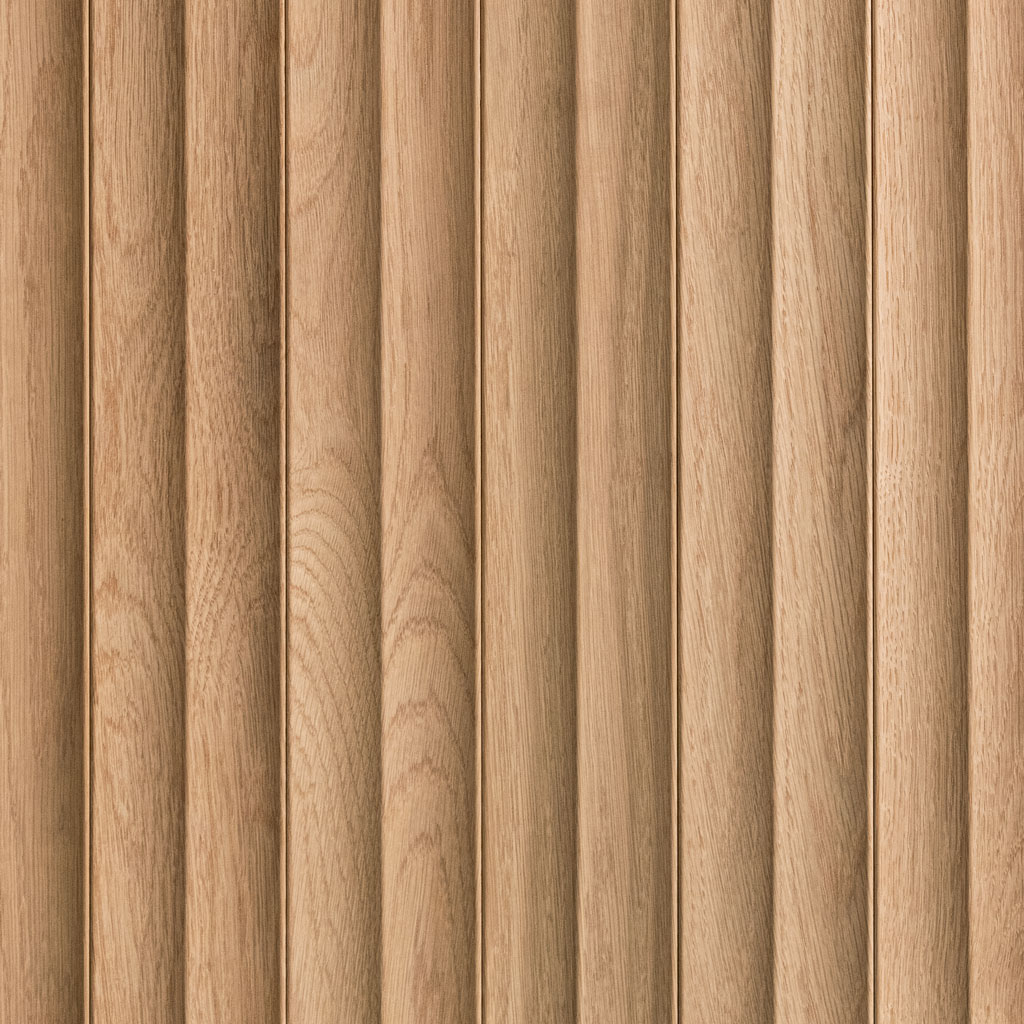 Fluted Slat Solid Plank Swatch in White Oak with Matte Clear finish